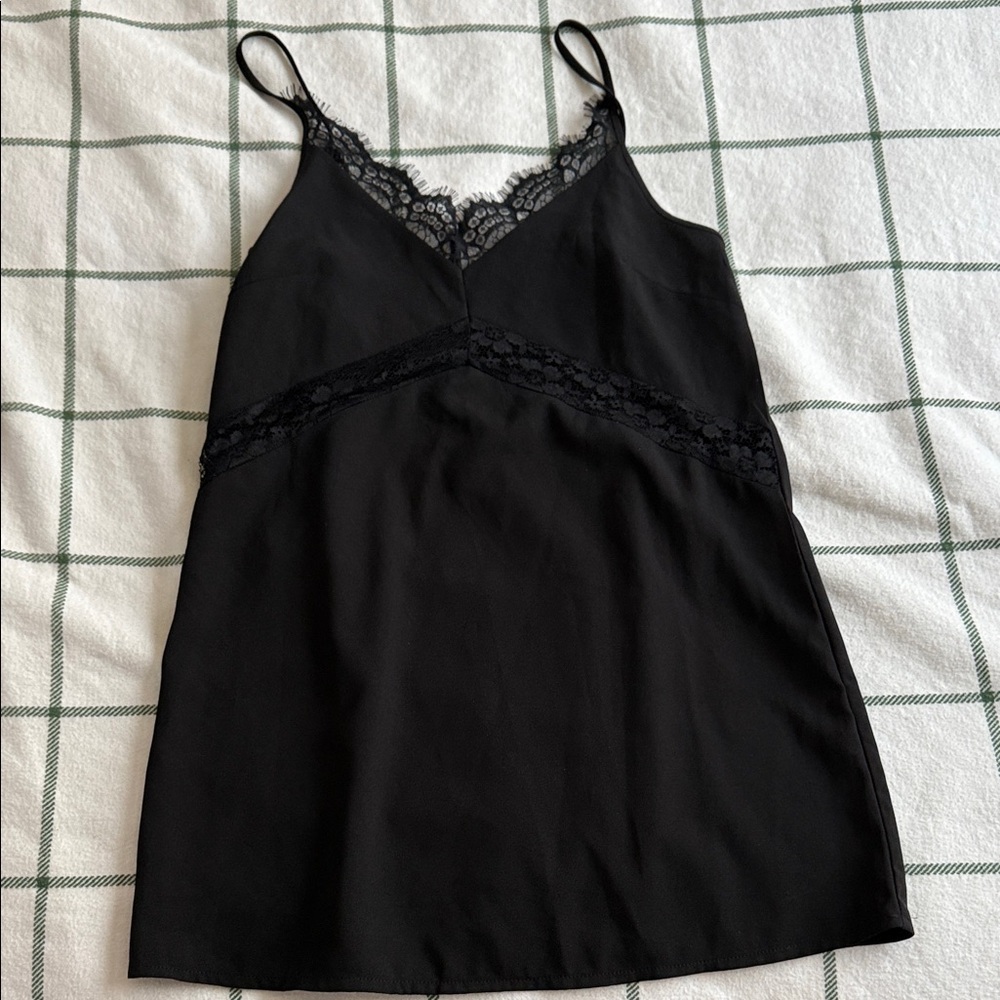 Black Lace-Trim Chemise Slip Dress— Women Intimates & Sleepwear